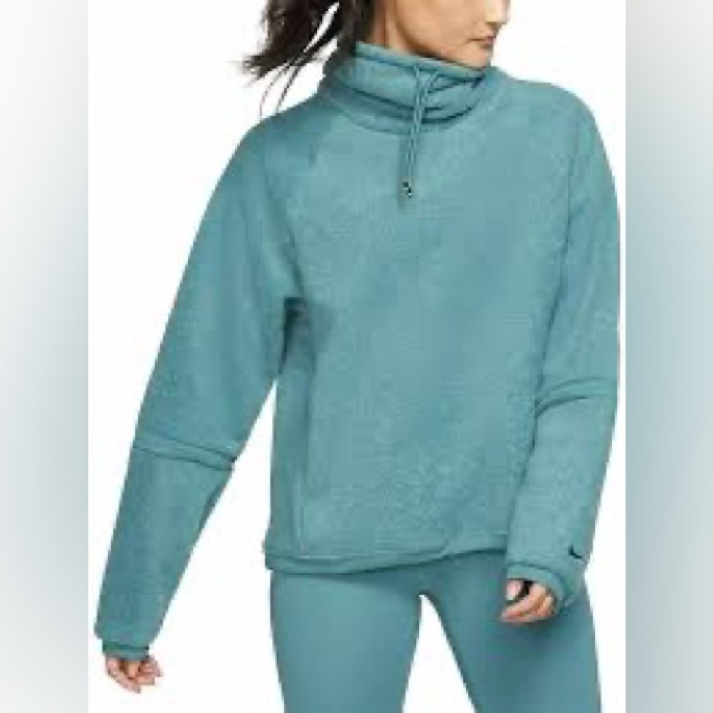 Nike Funnel Neck Sweatshirt Therma Fleece Pullover Large Teal